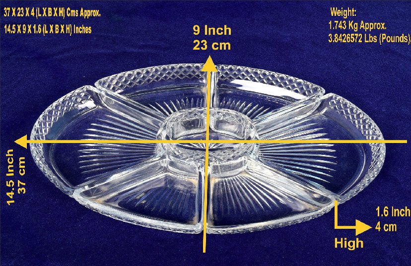Set Of 7 Vintage Collectible Unique Decorative Glass Snacks Platter. G16-141