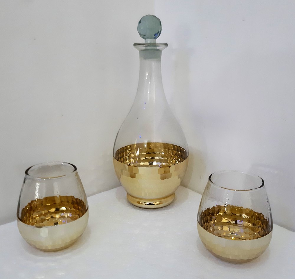 Gold Plated Glass Decanters, 4-5mm, Round