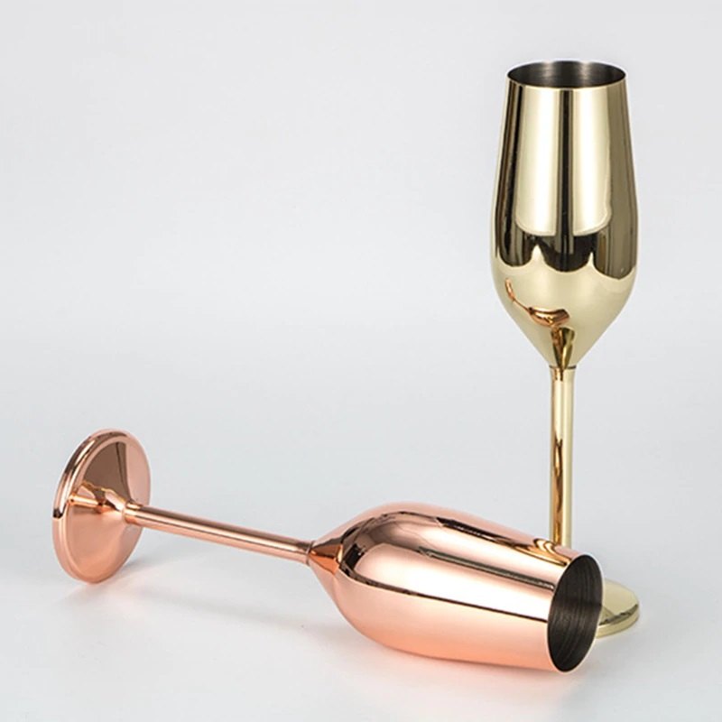 Stainless Steel Wine Glasses Copper And Gold Finish