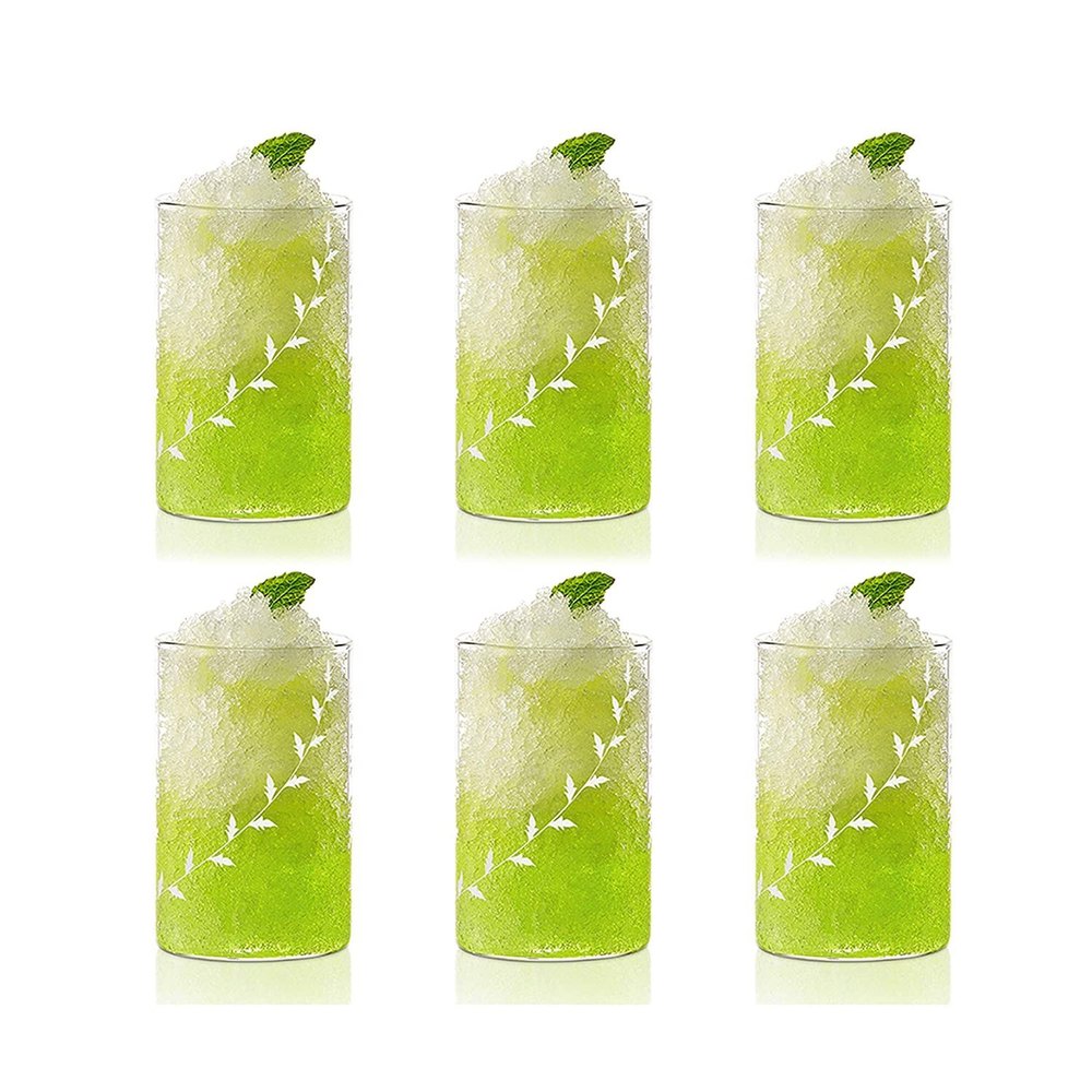 Borosil Vision White Krip Medium Glass, 295ml, Set Of 6 ,