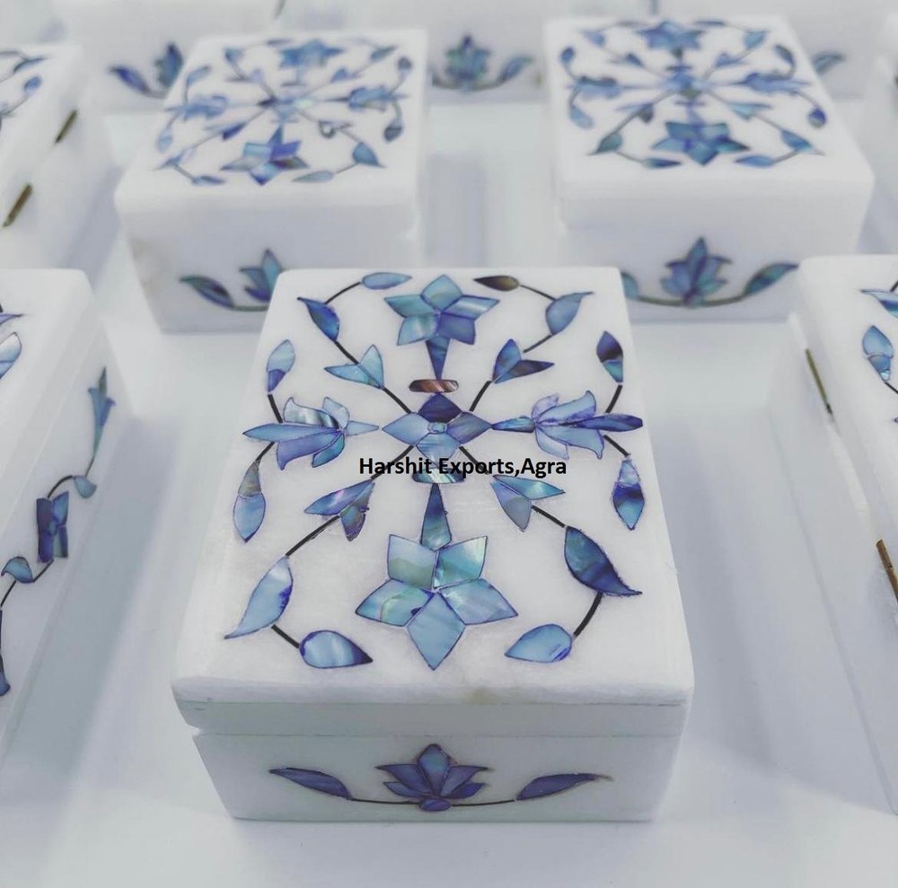 White Marble Box, For Home, Shape: Rectangular