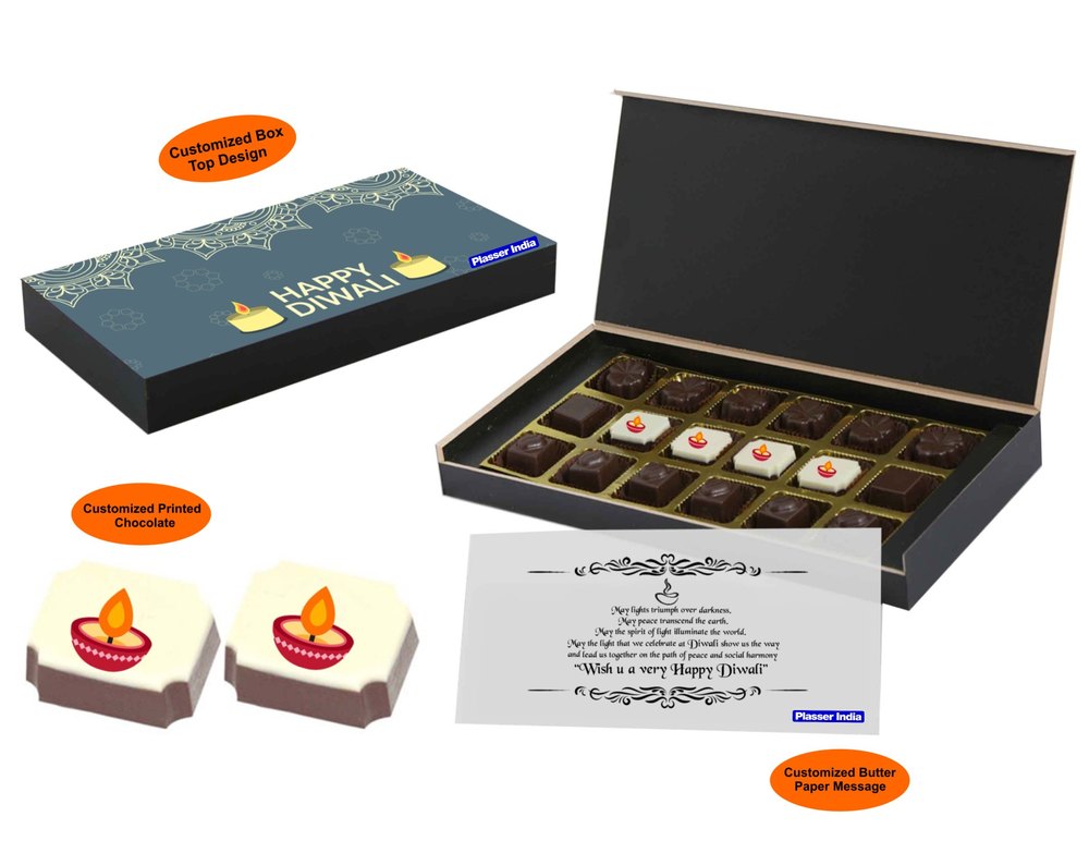 Wood Happy Diwali Custom Printed Chocolate Gifts