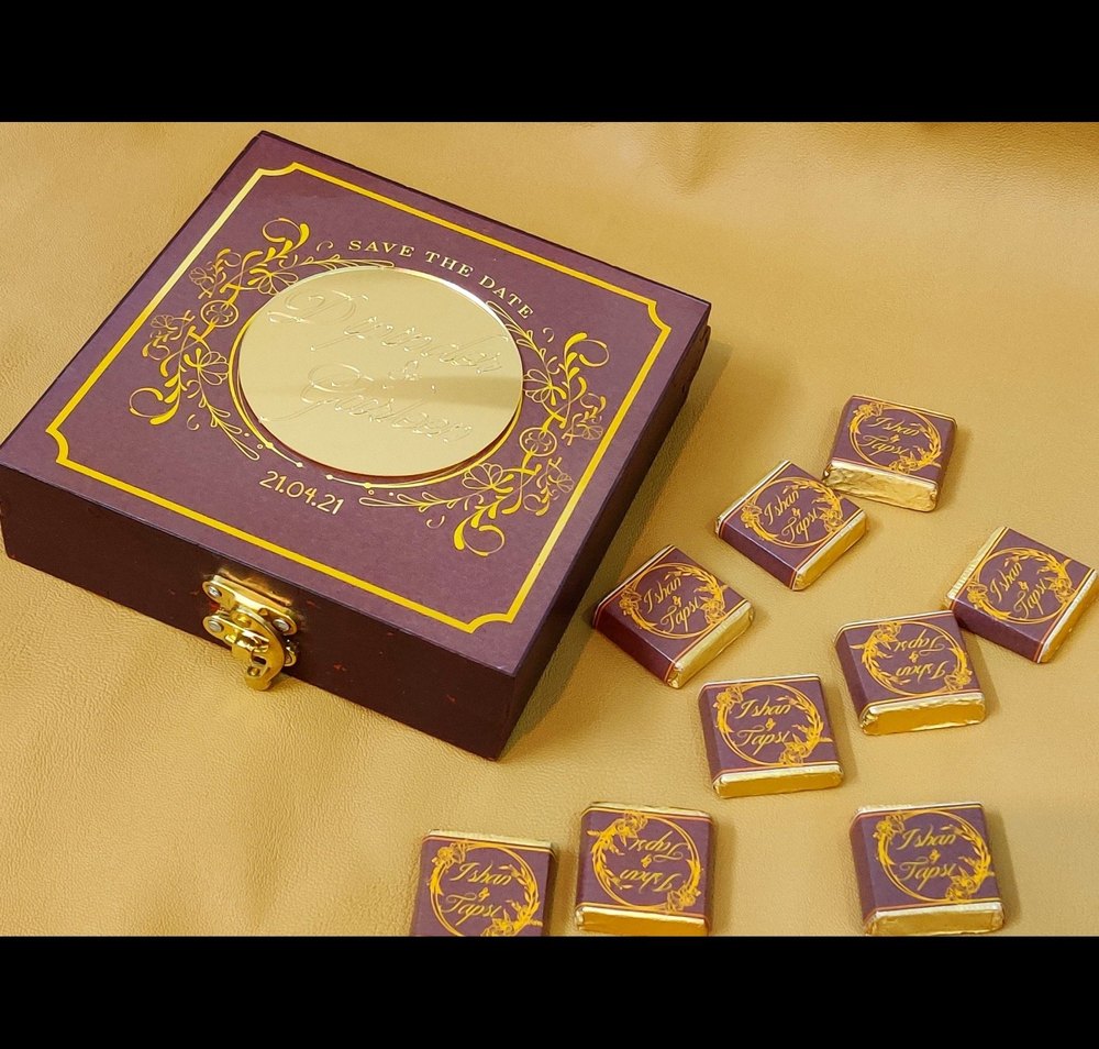 Square, Rectangle Brown Wedding Invitation Box
