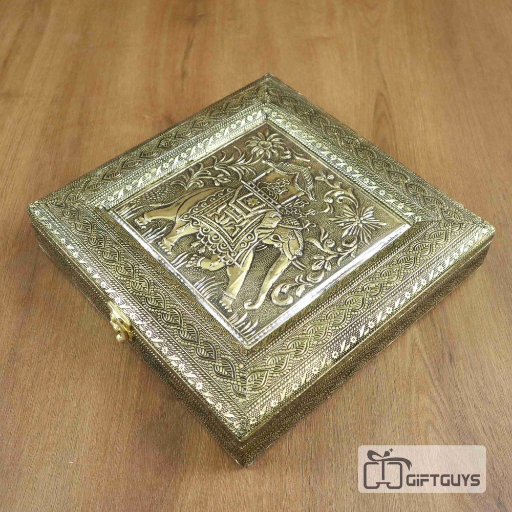 Oxidized Dryfruit Box Elephant Design, Box Capacity (In gms): 500 gms