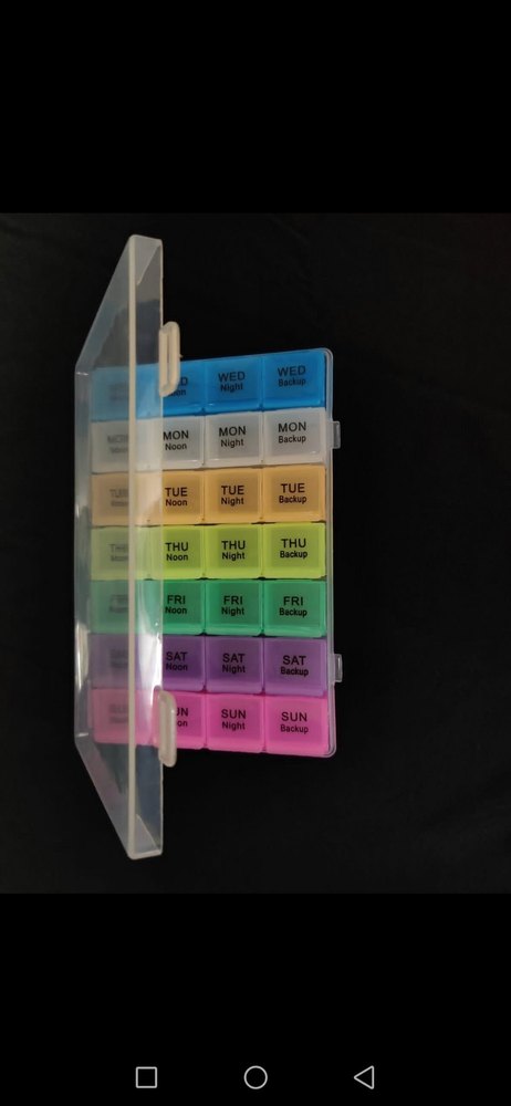 Plastic Rectangle Weekly Pill Box, For Pharmaceutical