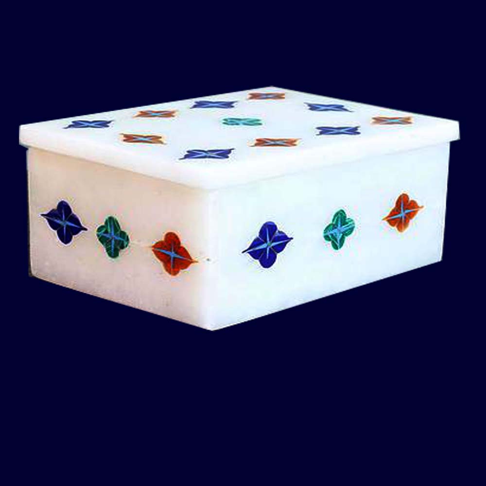 White Marble Gift Box Hand made Floral Arts Decor & Crafts