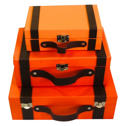 Orange Pu Leather Leatherette Gift Box, Size/Dimension: 14
