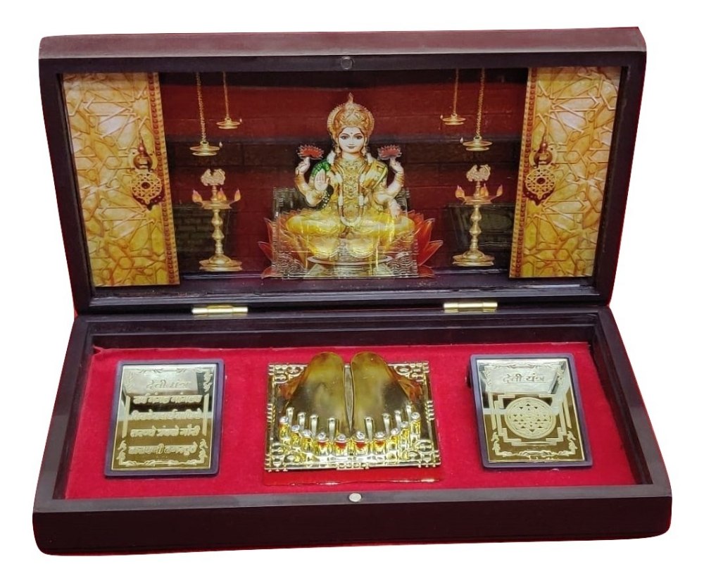 Brown Brass Shri Laxmi Mata Diwali Premium Box, Size: 12*5*3 cm