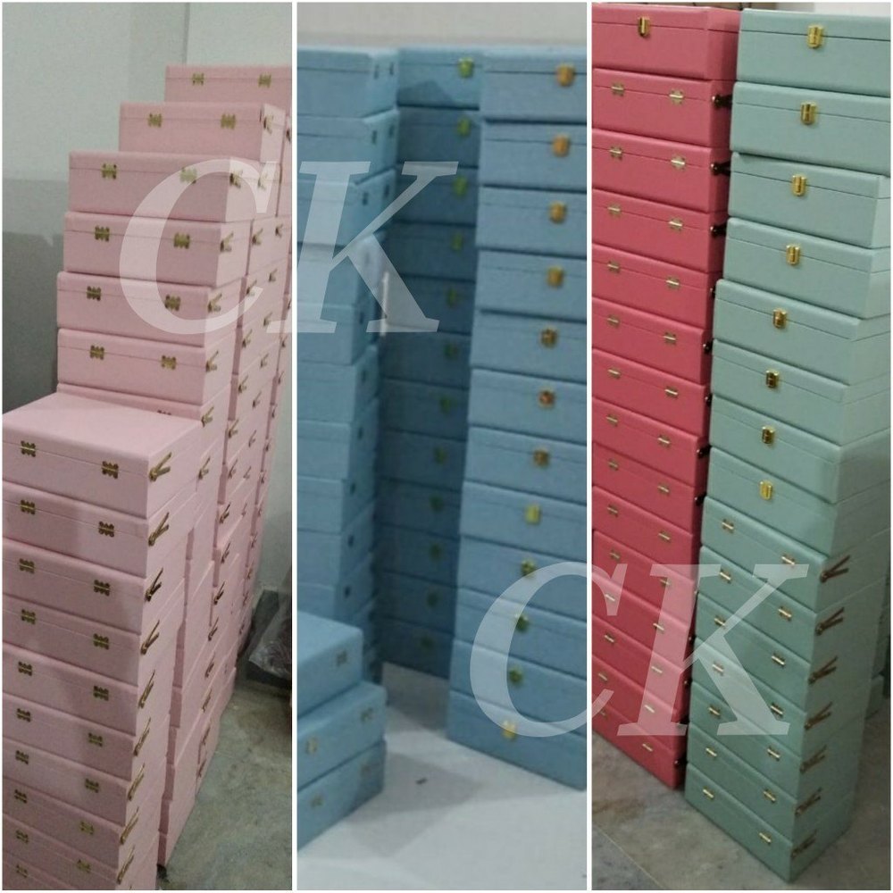 Blue Pink Rose Pink Mint Green Leatherite Leather Gift Boxes, 10*7*3.5 Inches