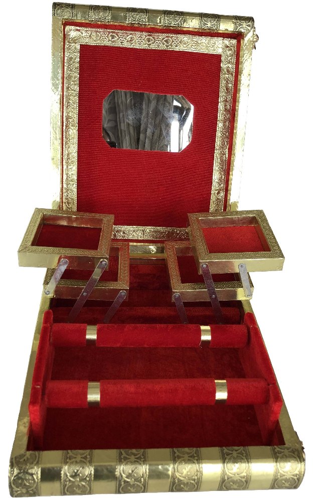 Golden Unique Nirmala Handicrafts Exporter Meenakari Velvate Jewelary And Bangle Box, Model Name/Number: NH01237, Size: 12*12