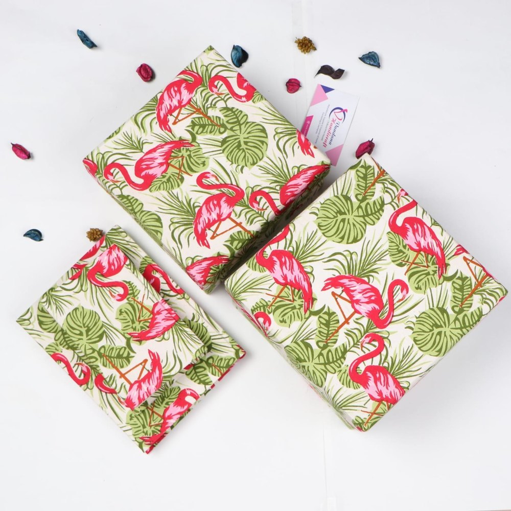 Printed Multicolor Recycled Cotton Handmade Paper Gift Box - Set of 3, Squre