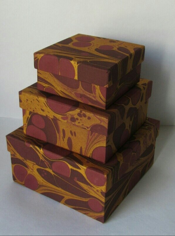 Printed Handmade Marbling Paper Box, Square