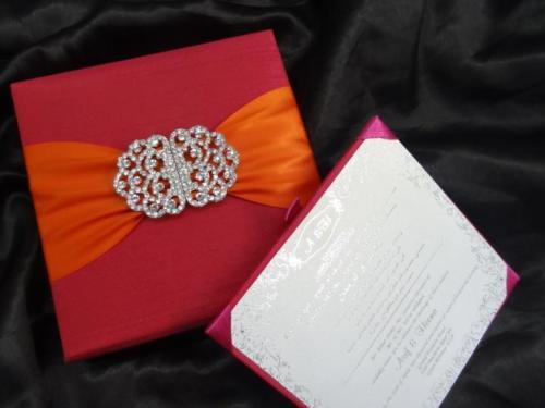Orange Silk Invitation Boxes