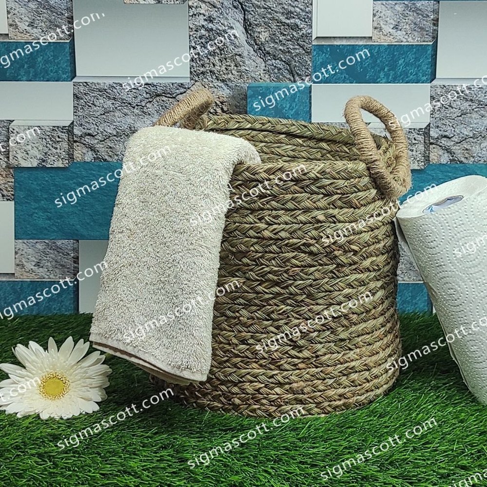 Sabai Grass Handicrafts Round Handle Planter, For Home, Size/Dimension: 10x10