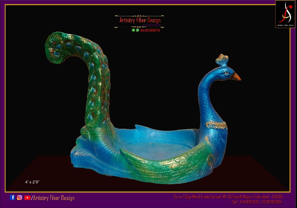 Fiber Peacock Urli, For Decoration, Size: 4 X 2.9 Feet