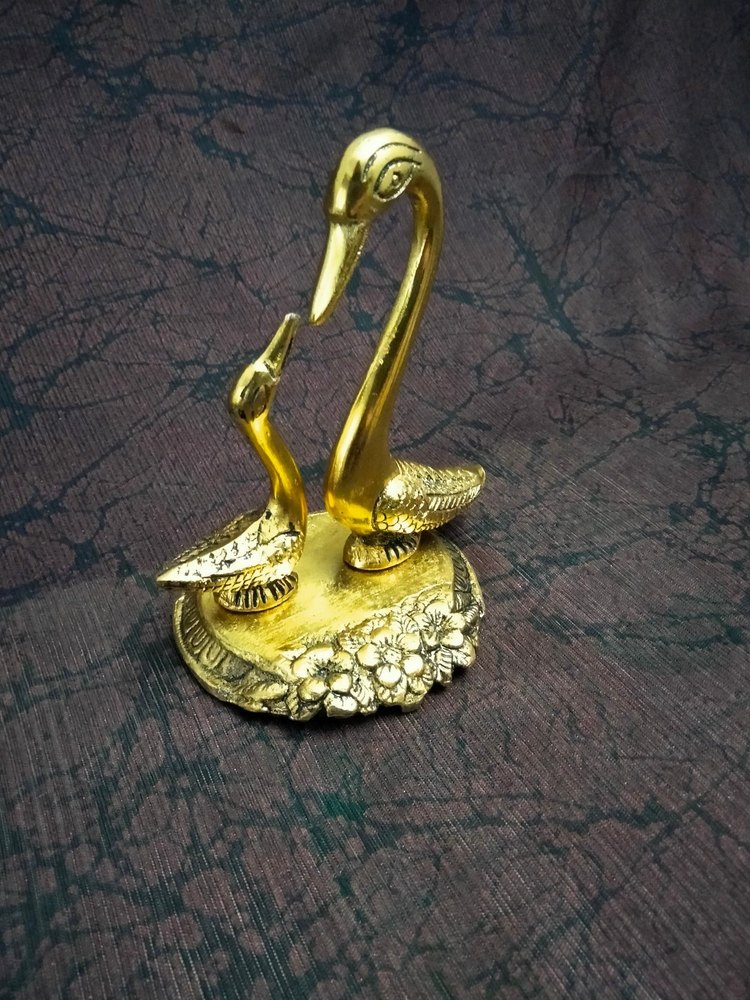 Gold Plated Mother & Daughter Swan Pair Duck