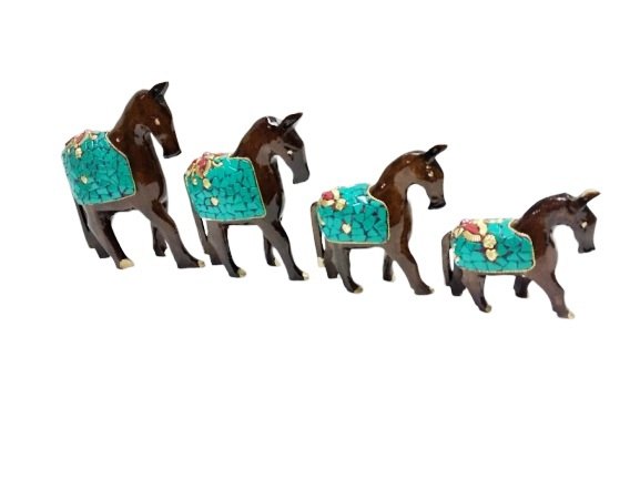 Wooden Horse Animal Show Piece For Hotel Decoration