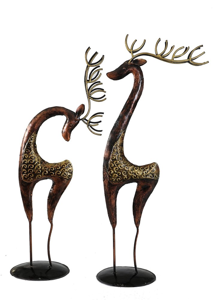 NIRMALA HANDICRAFTS Iron Craft Deer Set Antique Home Decor And Garden Decorative Showpiece