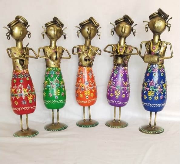 Art Decor Golden Iron Lady Musician Set, Jaipur