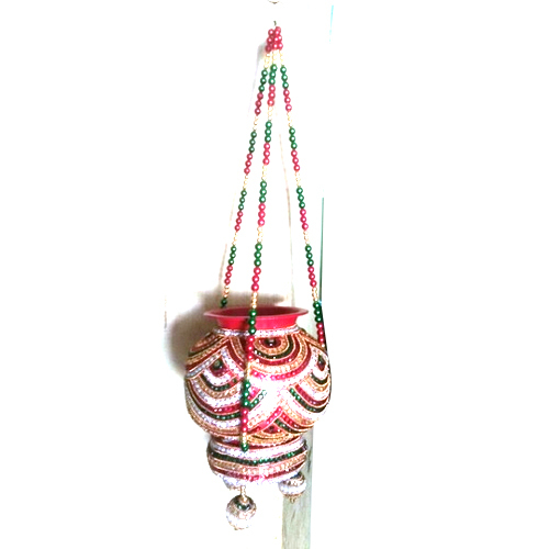 Clay Round Traditional Handicrafts Hanging Handi, For Home Decoration