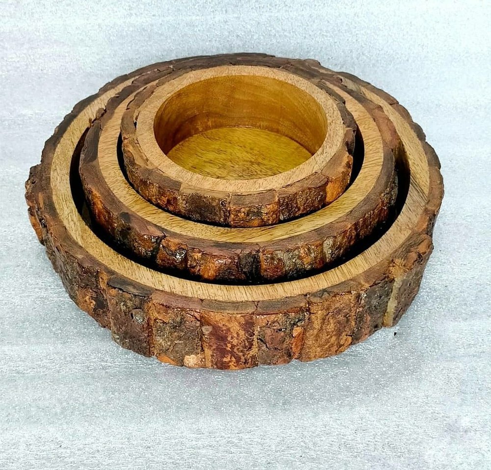 Natural Mango Wood Round Plate, For Restaurants, Size/ Dimension: 12\'10\'8