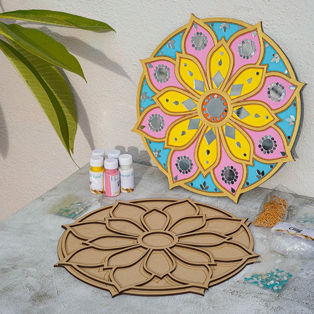 Brown MDF Rangoli Design Laser Cutting Craft, Size/Dimension: 26 Inches (diameter), Size: 4 Feet (outside)