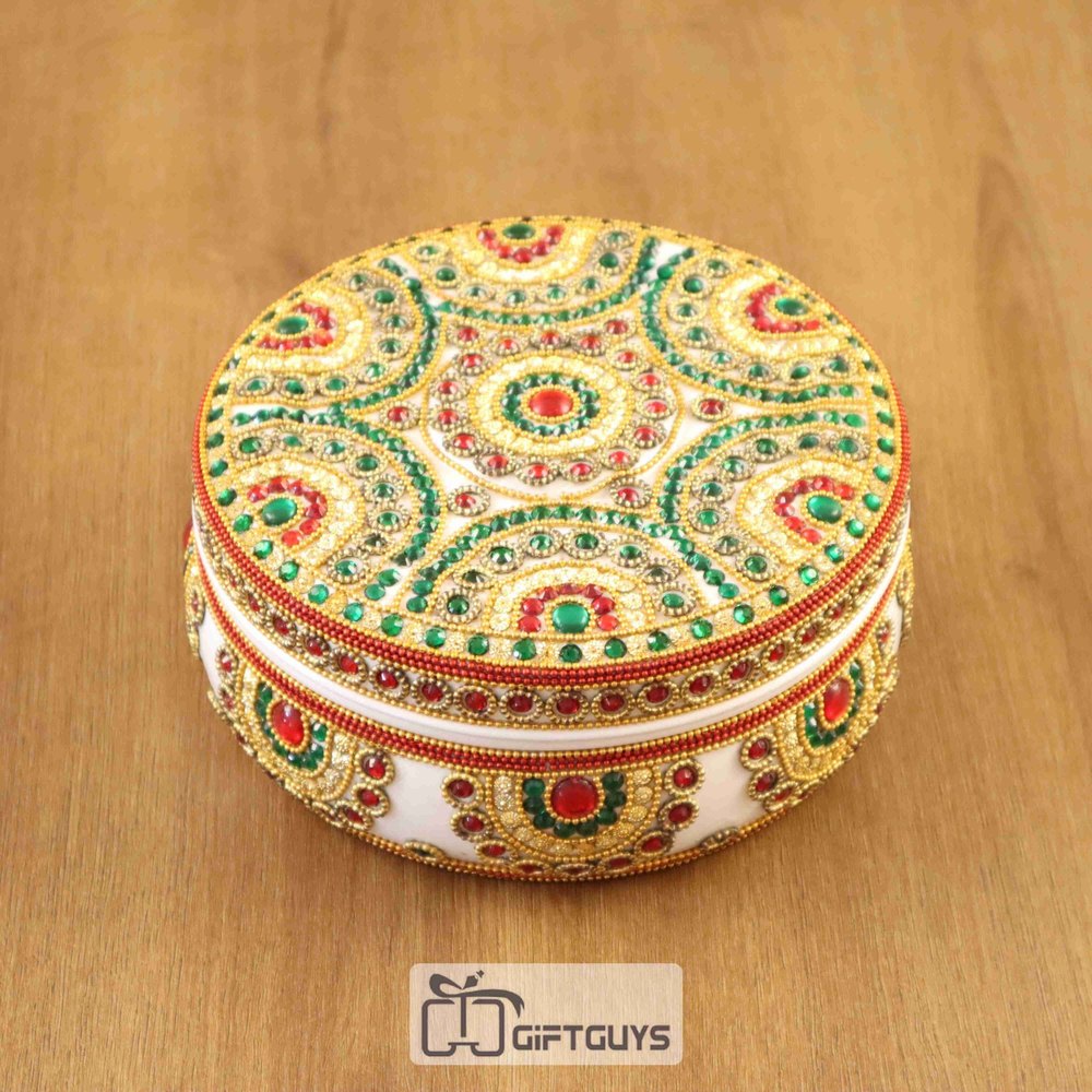 White Circle Decorative Stainless Steel Boxes, For Store Kitchen Items, 1 SS containers