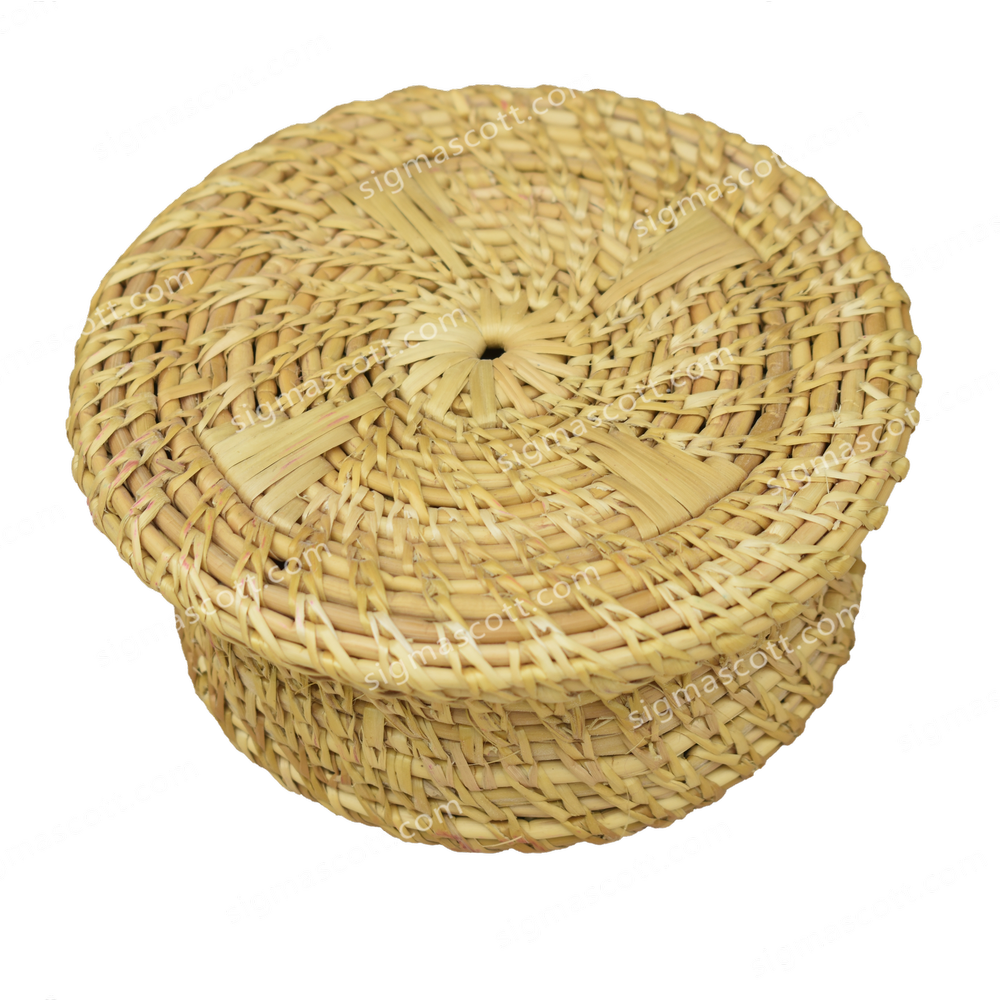 Indian Traditional Handicraft Golden Grass Round Box, For Decorative, Size/Dimension: 6X6