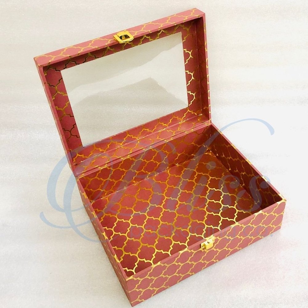 Custom Luxury Gold Foiled Mdf Window Box With Lock, For Multipurpose