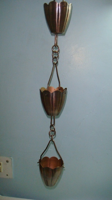 Copper Brown Lotus Rain Chain, Size/Dimension: 8.5 Feet