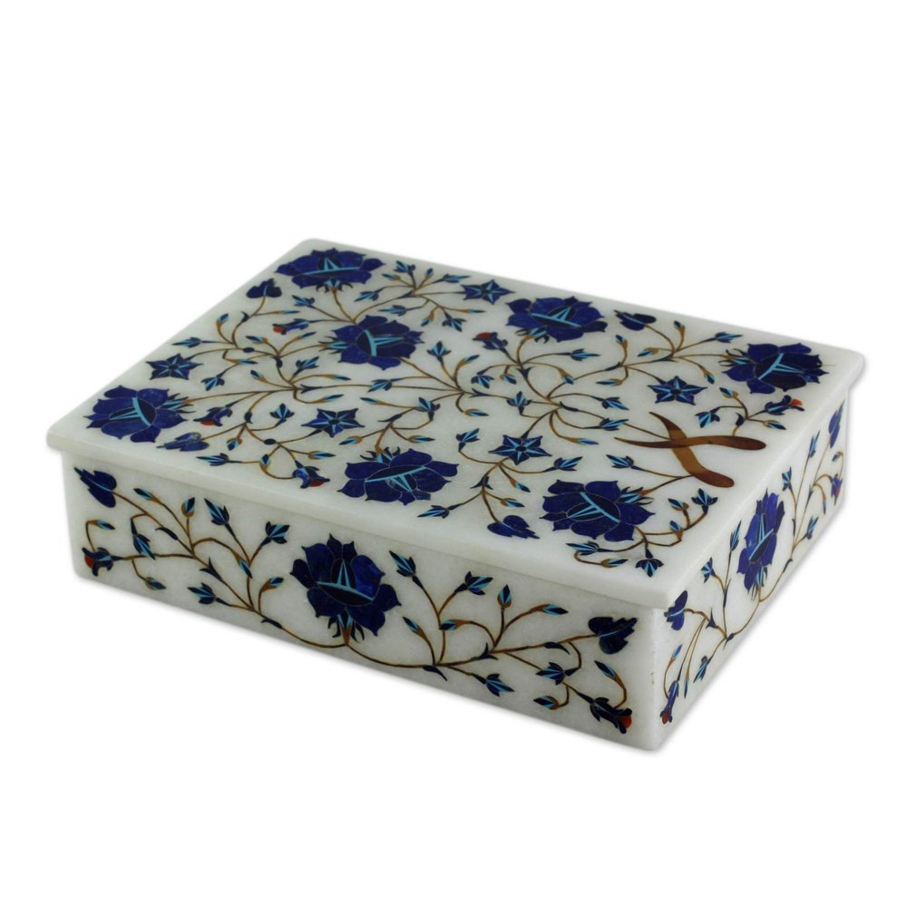 Inlaid Traditional Marble Jewelry Box, For Home, Rectangular