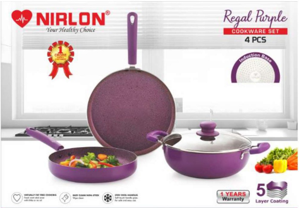 Aluminum Color Coated Nirlon Regal Purple Cookware Gift Set, For Gifting