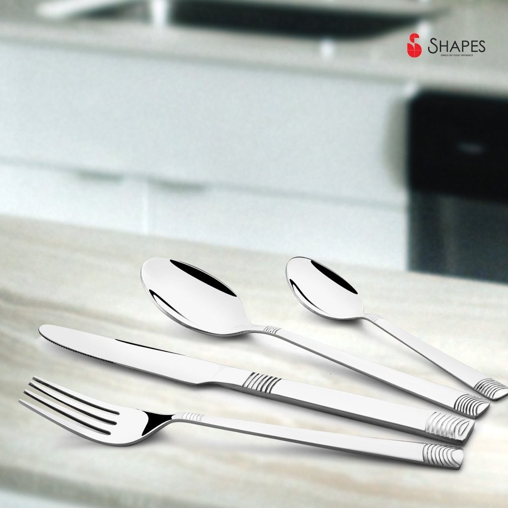 Shapes Feast Cutlery Set of Spoons, Forks , knives Tea spoons with Gift Box,