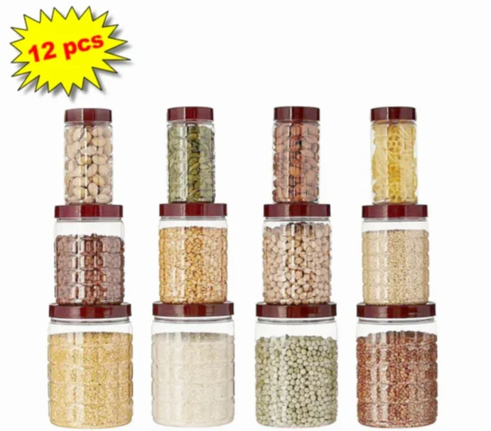 ZIG ZAG SILVER STORAGE CONTAINER GIFT SET FOR KITCHEN 12 PCS