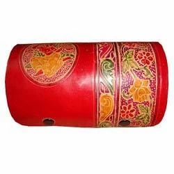 Red Leather Bangle Case, Shape: Oval