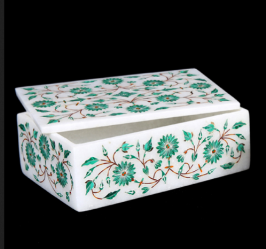 Owlkraft Handmade Marble Inlay Jewellery Box, Oval