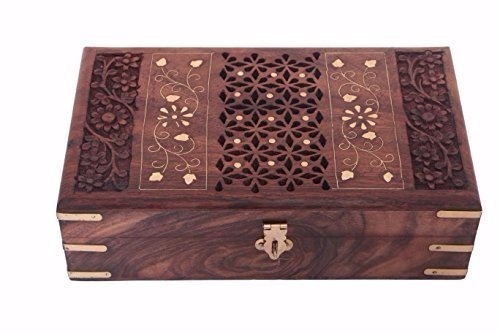 Sheesham Wood Polished Carving Wooden Jewellery Box, For Home
