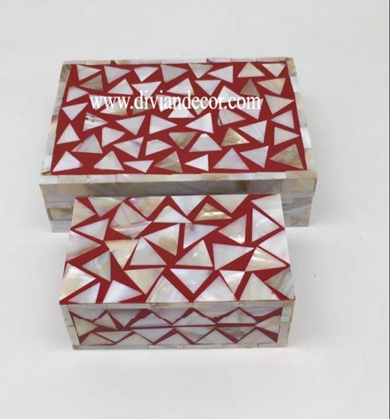 Purple & White Rectangle Divian Mother Of Pearl Inlay Jewelry Box, For Storage