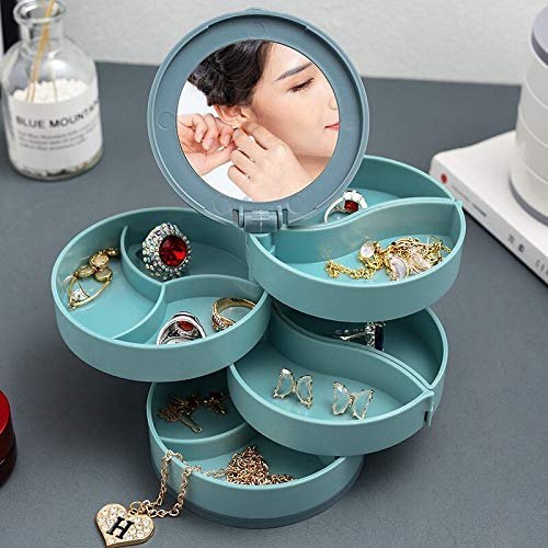 Qualityzone Plastic 4 Layer Jewellery Box With Mirror