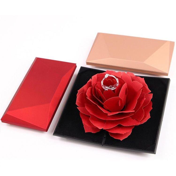 Rectangle Red Flower Ring Box, Size/Dimension: 6x4 Inch