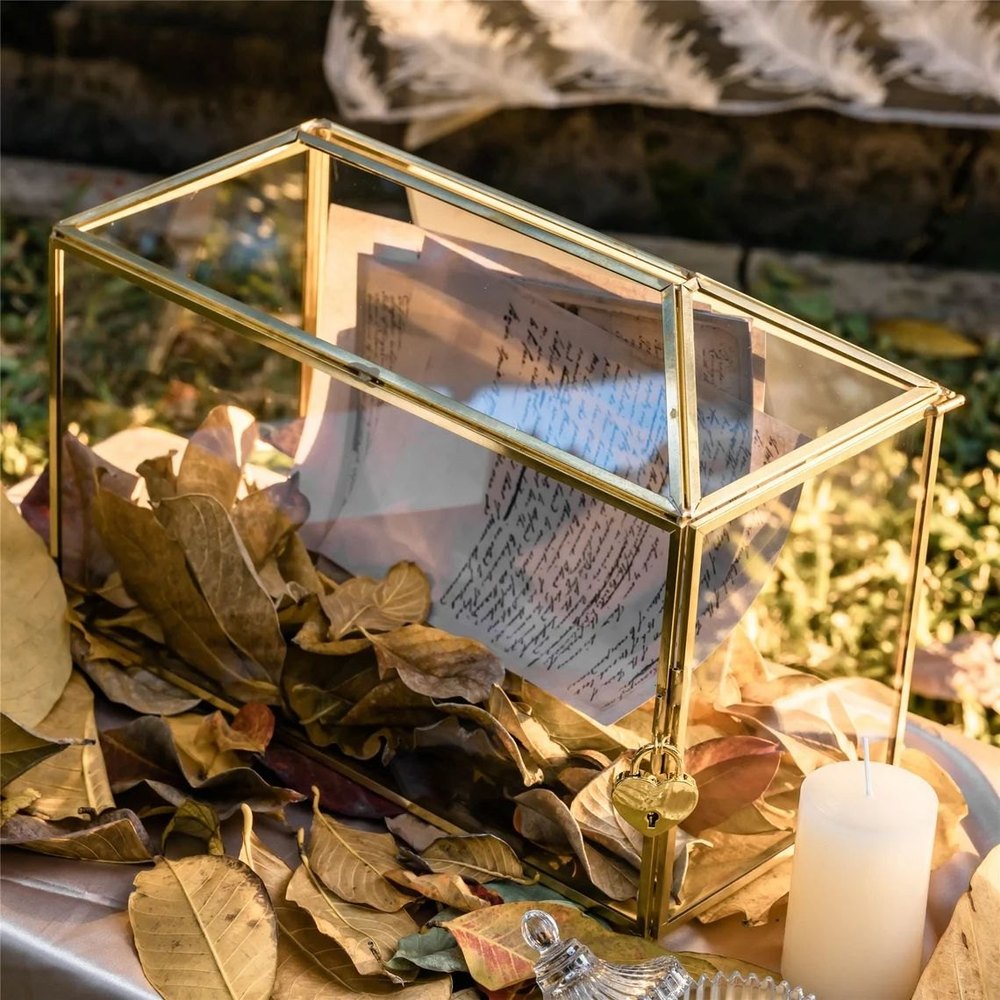 Hut shaped Brass Antique Keepsake Glass box, For Home