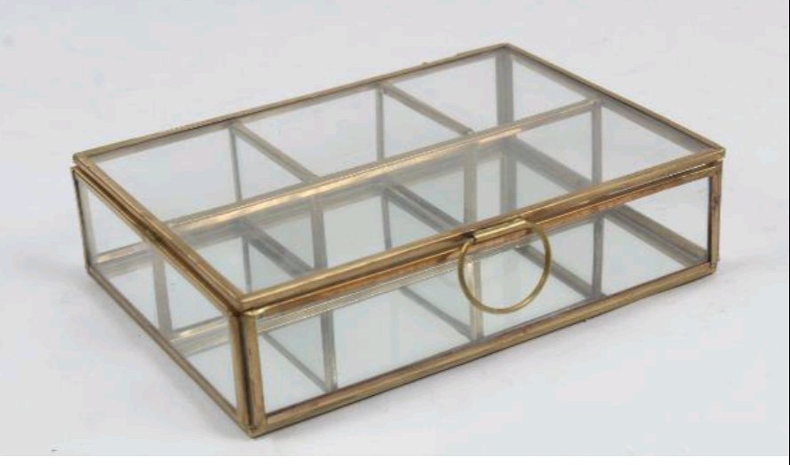 Square Multicolor Brass And Glass Jeweller Gift Box, For Multi