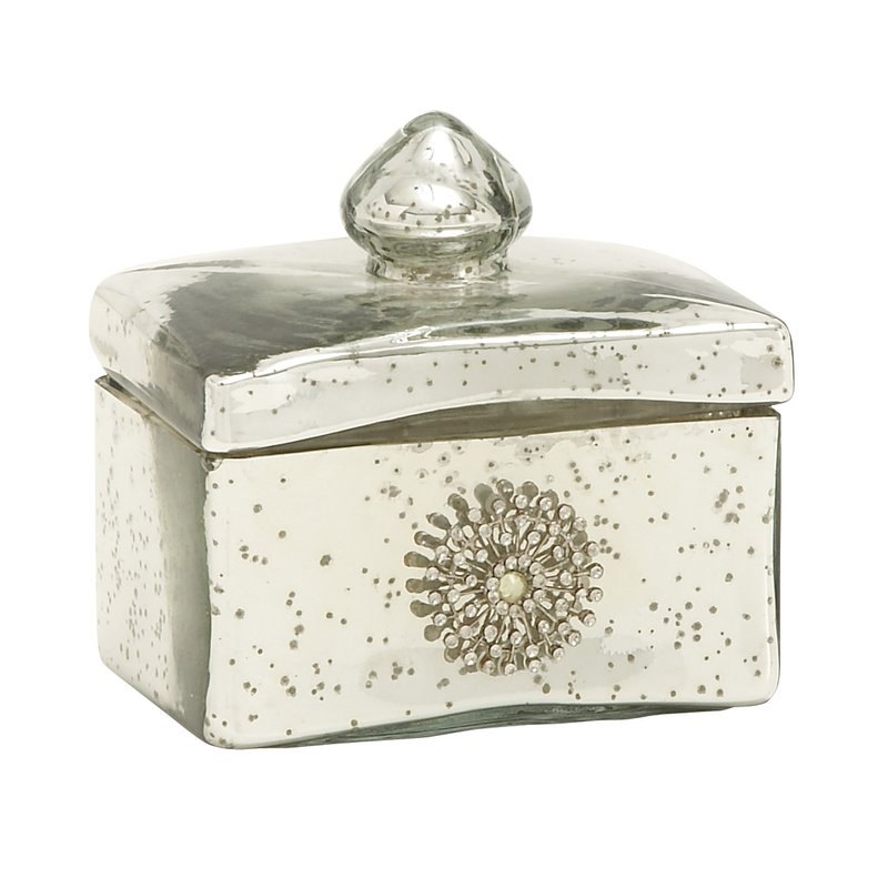 Rectangular Silver Decorative Glass Box, For Gift
