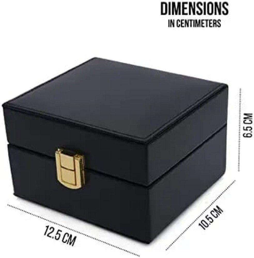 Black Vegan Leather Watch Box, Size: 12.5 X 10.5 X 6.5 cm
