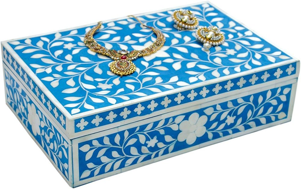 Blue Bone Inlay Jewelry Box