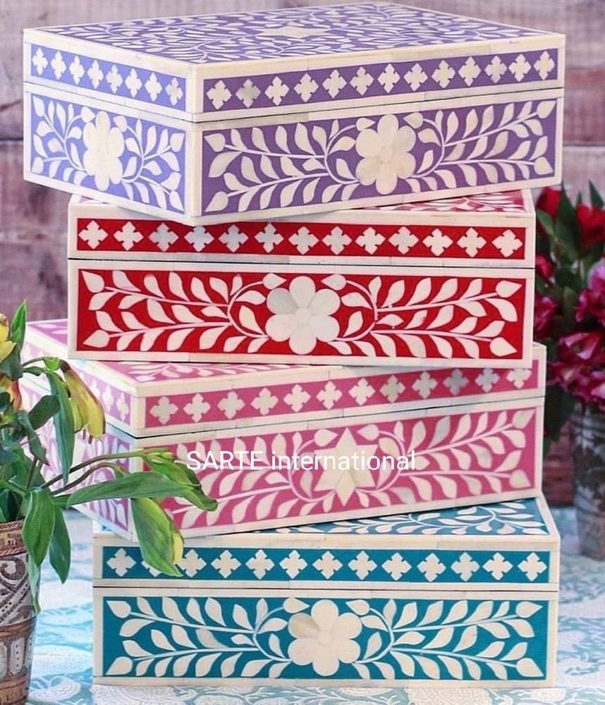 Mother Of Pearl Bone Inlay Jewellery Box