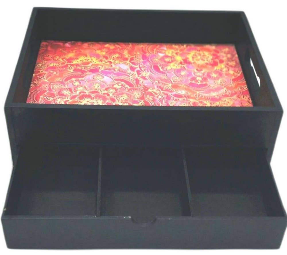 Rectangle Black Acrylic Cosmetic Jewelry Box, For Home, Size/Dimension: 12x8 Inch