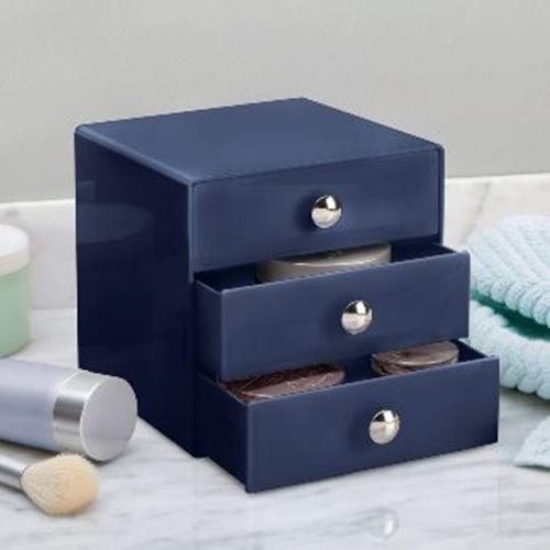 Acrylic Plastic 3-Drawer Jewelry Box, Compact Storage Organization, Rectangle
