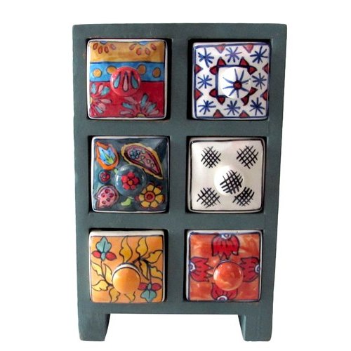 Rectangle Printed 6 Drawer Chest Ceramic Jewellery Box, Size/Dimension: 18 X 10 X 23 Cm