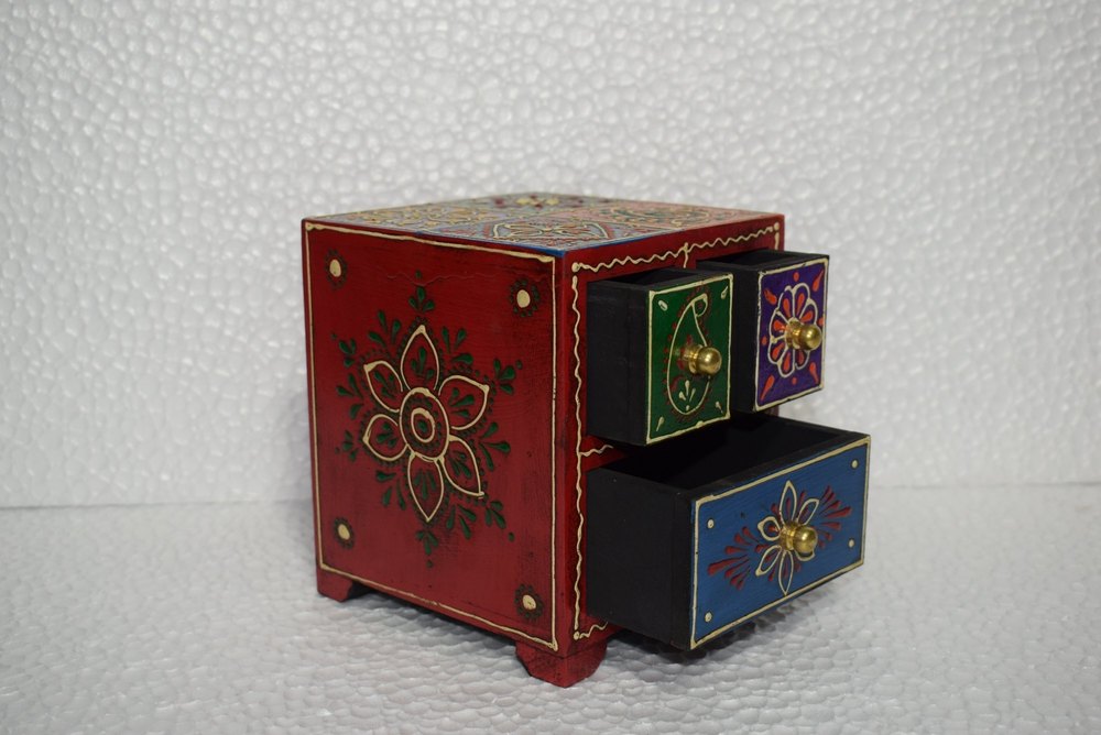 Brown Gift Jewelleries Jewellery Three Drawer Box, For Home, Size/Dimension: 14x14x16cm
